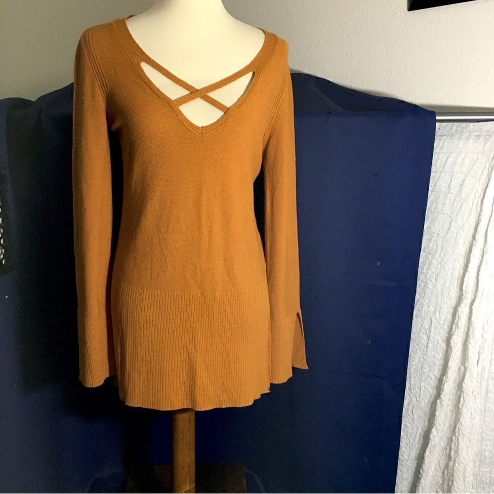 Free People Criss Crosd V Neck Tunic Bell Sleeves Top Size Small - Picture 2 of 12